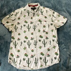 COPY - Cactus Print Mens Medium Button Down Shirt